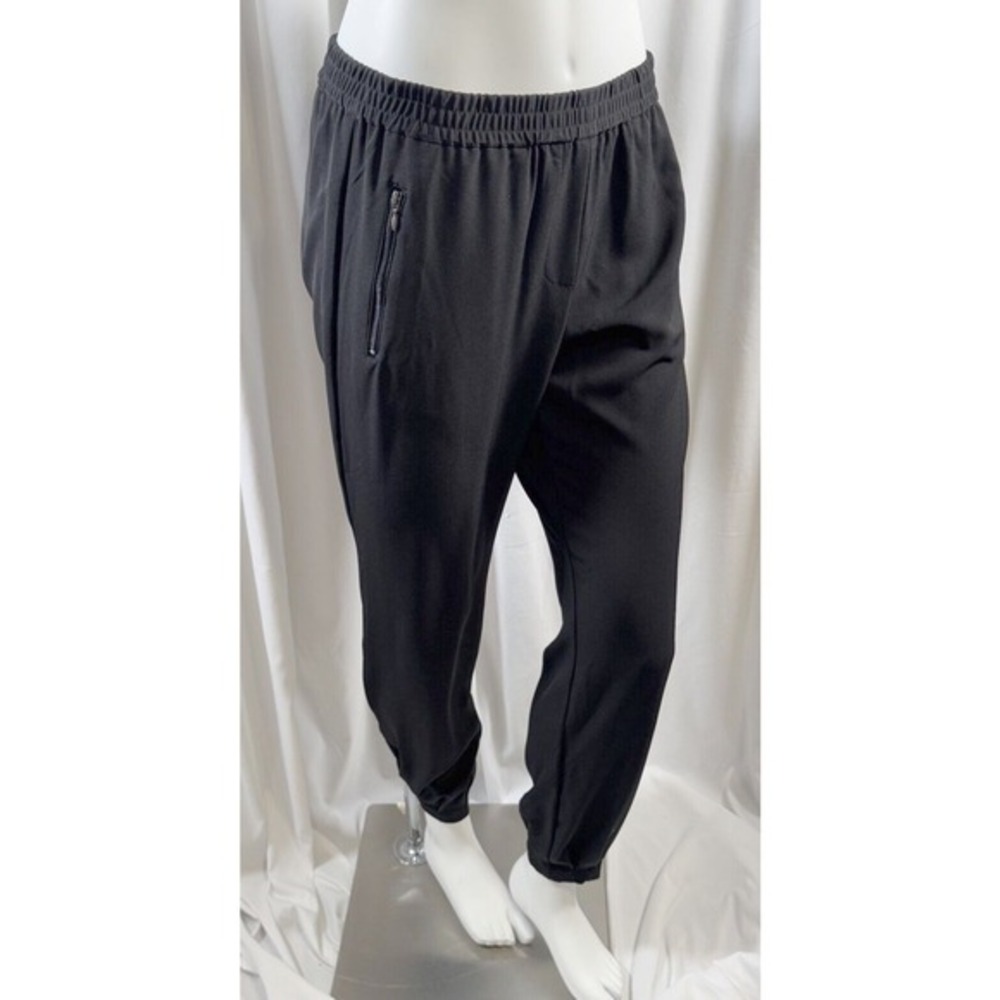 New York & Co Black Stretch Jogger Pants Elastic Waist Zip Pocket M Preppy 74-14 - Picture 2 of 13